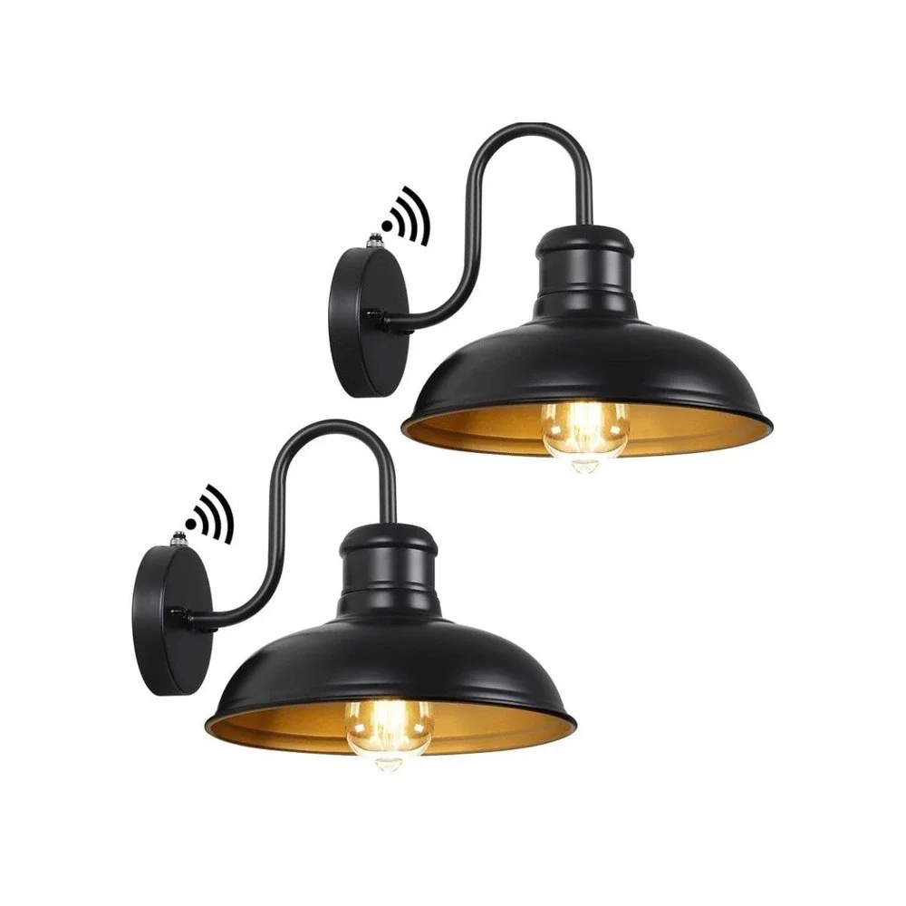 2 Pack Outdoor Wall Light, Dusk to Dawn Gooseneck Barn Light, Farmhouse Outside